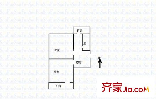 六里山南路宿舍 2室 戶型圖