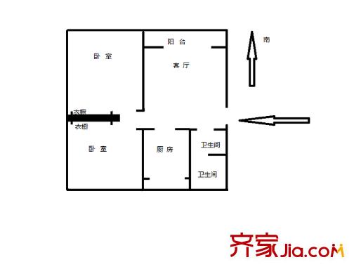 六里山南路宿舍 2室 戶型圖