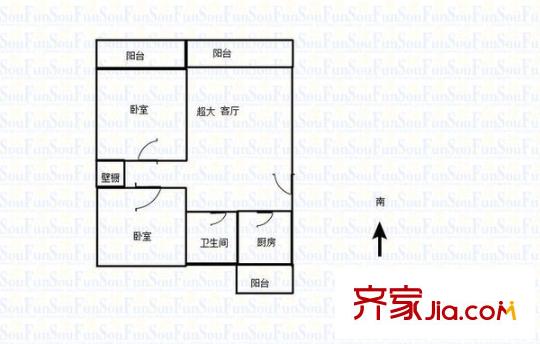 六里山南路宿舍 3室 戶型圖
