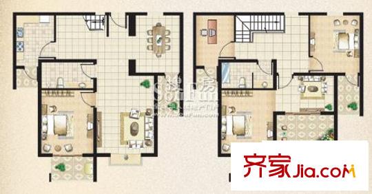 融基書香苑戶型圖2號樓躍層A1戶型（售完） 2室4廳2衛(wèi)1廚