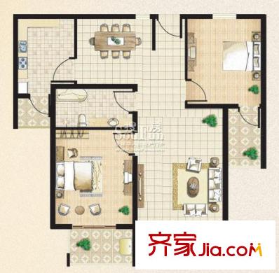 融基書(shū)香苑戶型圖2號(hào)樓A1戶型（售完） 2室2廳1衛(wèi)