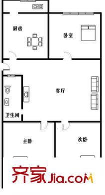 洪樓南路單位宿舍 3居室 戶型圖
