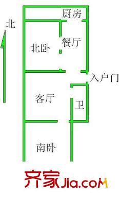 洪樓南路單位宿舍 2居室 戶型圖