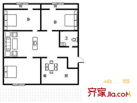 東旺家園 3室 戶型圖