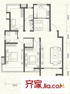 保利芙蓉戶型圖芙蓉戶型H 3室2廳2衛(wèi)1廚