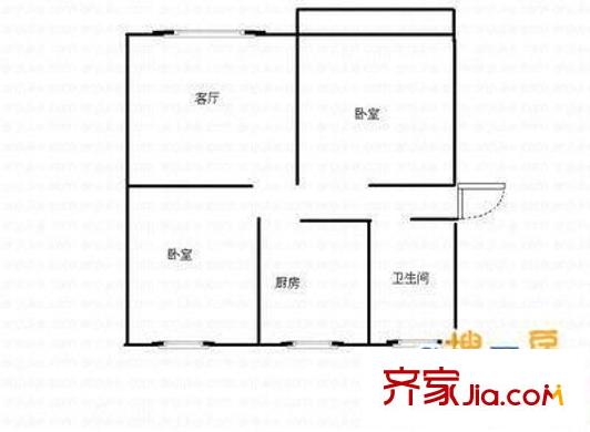 交校路單位宿舍 2室 戶型圖