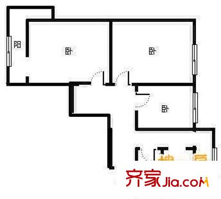 交校路單位宿舍 3室 戶型圖