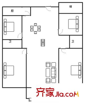 通聯(lián)花園 4室 戶型圖