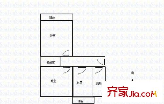 馬鞍山路單位宿舍 2室 戶型圖
