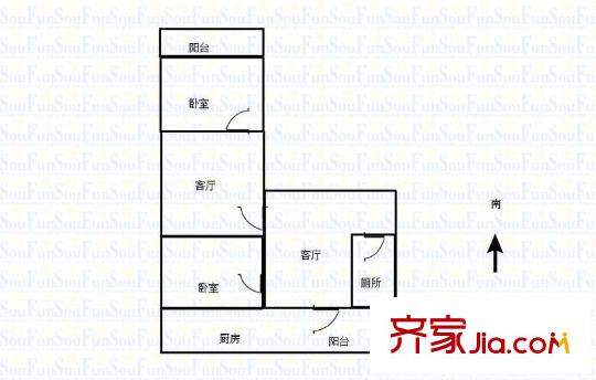 馬鞍山路單位宿舍 2室 戶型圖