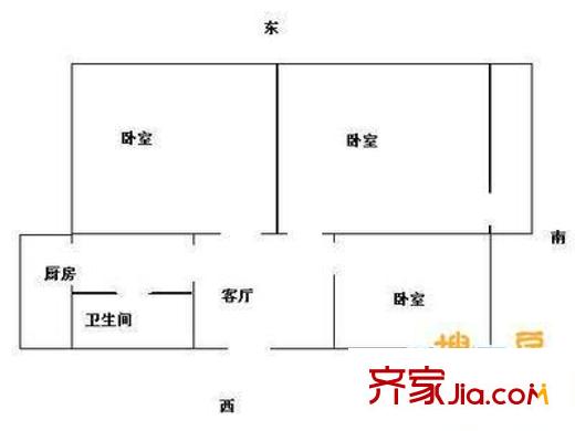 營市東街單位宿舍 3室 戶型圖