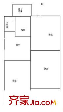 羊頭峪東溝單位宿舍 3室 戶型圖