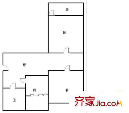 羊頭峪東溝單位宿舍 2室 戶型圖