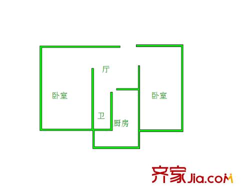 洪樓南路單位宿舍 2室 戶型圖