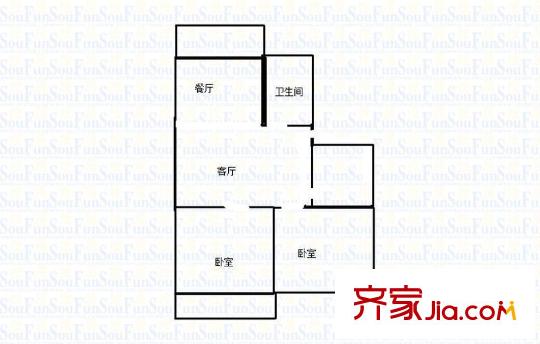 洪樓南路單位宿舍 3室 戶型圖