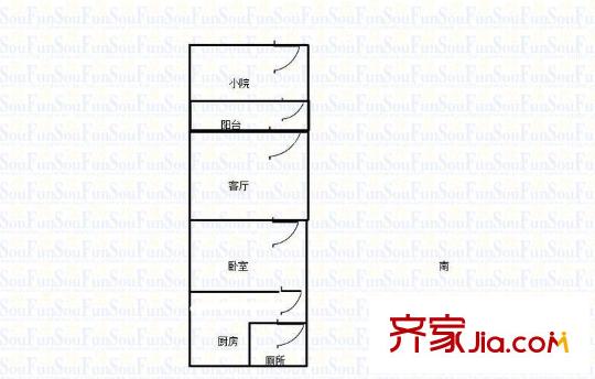 六里山南路宿舍 2室 戶型圖