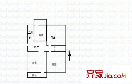 六里山南路宿舍 3室 戶型圖