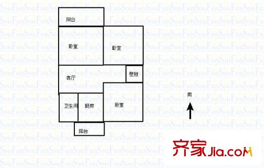 六里山南路宿舍 3室 戶型圖