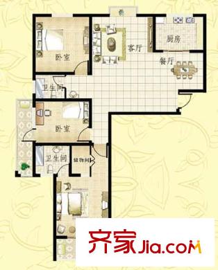 融基書(shū)香苑戶型圖3號(hào)樓A戶型（已售完） 3室2廳2衛(wèi)