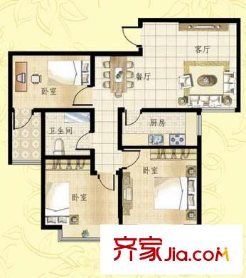 融基書(shū)香苑戶型圖C戶型（售完） 3室2廳1衛(wèi)