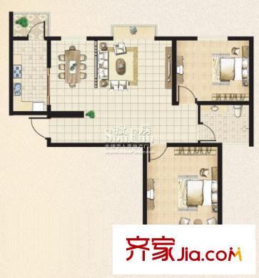 融基書(shū)香苑戶型圖2號(hào)樓B戶型（售完） 2室2廳1衛(wèi)