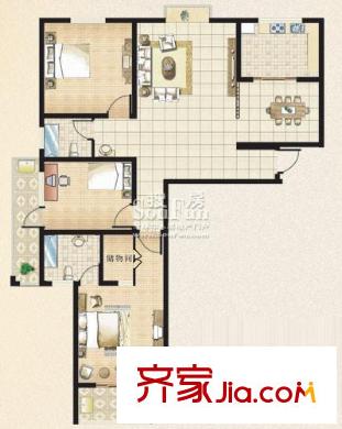 融基書(shū)香苑戶型圖2號(hào)樓A2戶型（售完） 3室2廳2衛(wèi)