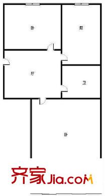 洪樓南路單位宿舍 2居室 戶型圖