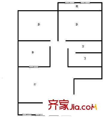 東興花園 3居室 戶型圖