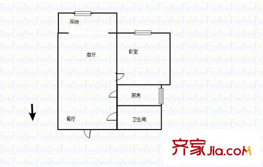 濼祥小區(qū) 1室 戶型圖