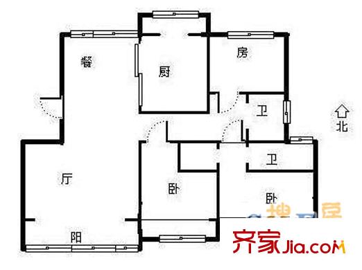 龍泉山莊 3室 戶型圖