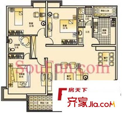 齊魯世紀(jì)園戶型圖 3室 戶型圖 3室2廳2衛(wèi)1廚