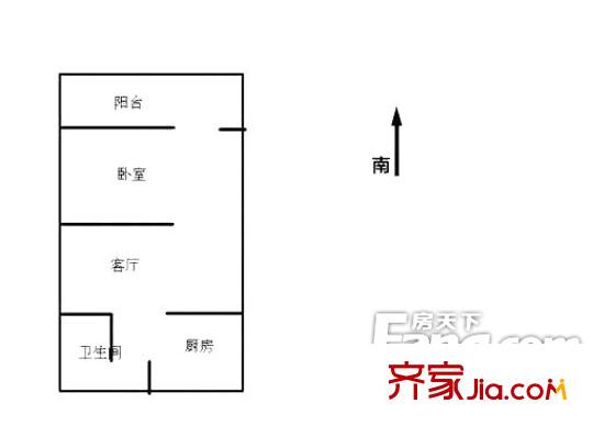 濼河小區(qū) 1室 戶型圖