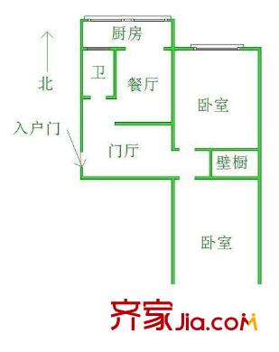 濼河小區(qū) 2室 戶型圖