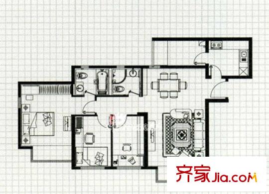 濼河小區(qū) 3室戶型圖