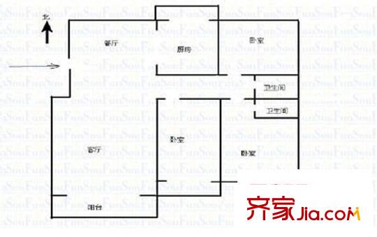 龍泉山莊 3室 戶型圖