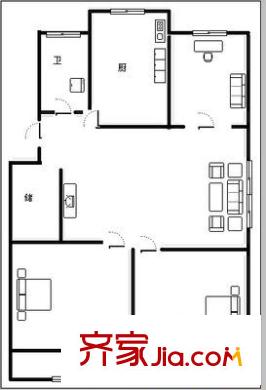 花園路單位宿舍戶型圖 戶型圖 2室2廳1衛(wèi)1廚