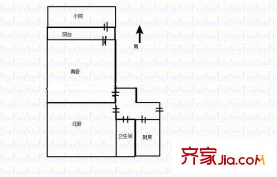 花園路單位宿舍 1室 戶型圖