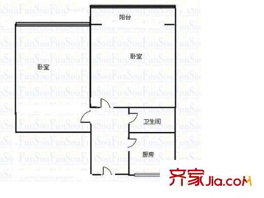 花園路單位宿舍戶型圖戶型圖 2室1廳1衛(wèi)1廚