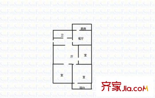 機車大廠宿舍 3室 戶型圖