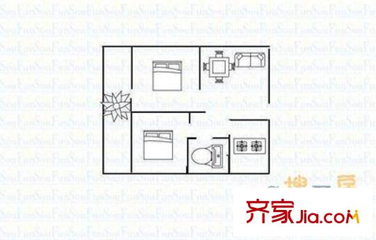 機(jī)車大廠宿舍 2室 戶型圖