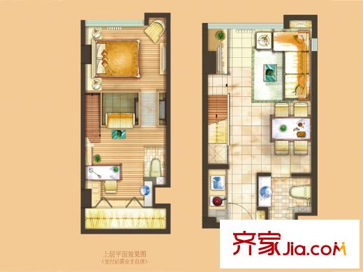名士MINI公館戶型圖loft公寓E戶型 2室2廳2衛(wèi)1廚