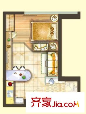 名士MINI公館戶型圖B戶型 1室1廳1衛(wèi)1廚