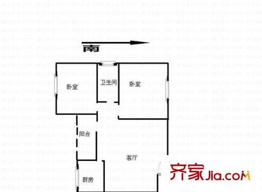 濼祥小區(qū)（貿(mào)易樓回遷房） 2室 戶型圖