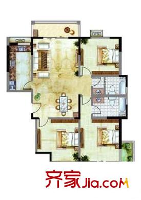 康橋頤東戶型圖A戶型 3室2廳2衛(wèi)1廚