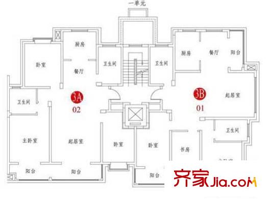 康橋頤東戶型圖11#標(biāo)準(zhǔn)層戶型圖 
