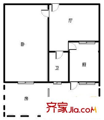 羊頭峪東溝單位宿舍 1室 戶型圖
