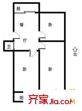 羊頭峪東溝單位宿舍 3室 戶型圖