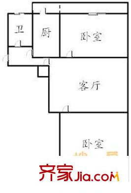 羊頭峪東溝單位宿舍 2室 戶型圖