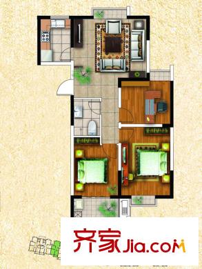 天建天和園戶型圖秋園1#樓C戶型 3室1廳1衛(wèi)1廚