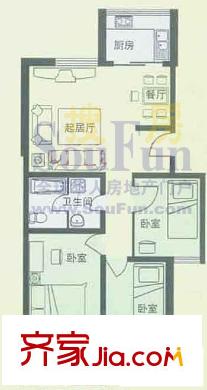 天建天和園戶型圖三室兩廳戶型圖 3室2廳1衛(wèi)